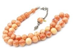 Hakkı Usta İmzalı Kamçılı Küre Kesim Turuncu Çekoslavak Katalin Tesbih