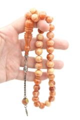 Hakkı Usta İmzalı Kamçılı Küre Kesim Turuncu Çekoslavak Katalin Tesbih