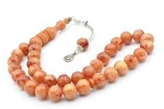 Hakkı Usta İmzalı Kamçılı Küre Kesim Turuncu Çekoslavak Katalin Tesbih