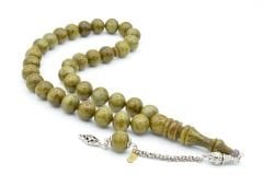 Hakkı Usta İmzalı Kamçılı Küre Kesim Yeşil Çekoslavak Katalin Tesbih